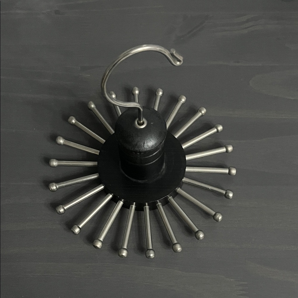 Black and Silver Rotating Tie Rack